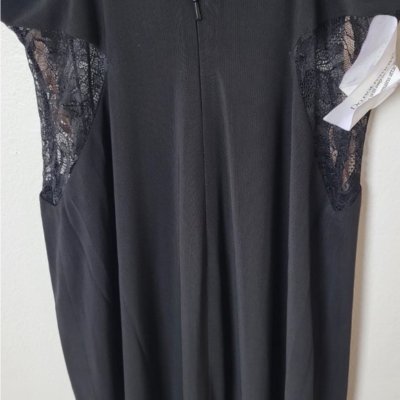 Fame and Partners Abby Gown Draped Tiered Black Spaghetti Strap Maxi Dress Lace - Picture 3 of 9